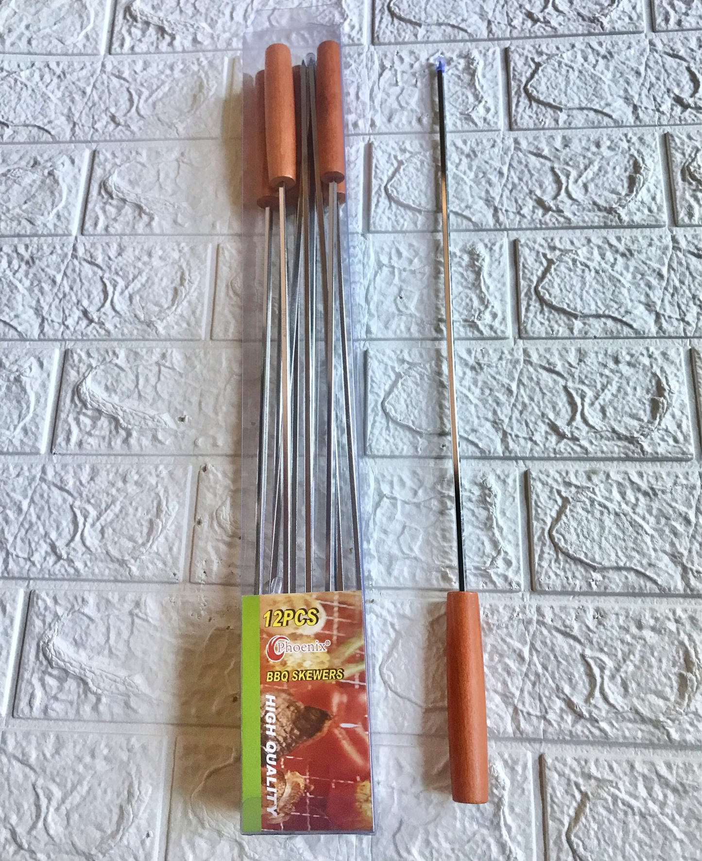 12-Pcs BBQ Skewers (Wooden Handle)