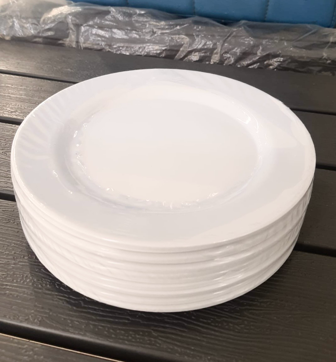 12-Pcs 8” Melamine Flat Dishes (White)