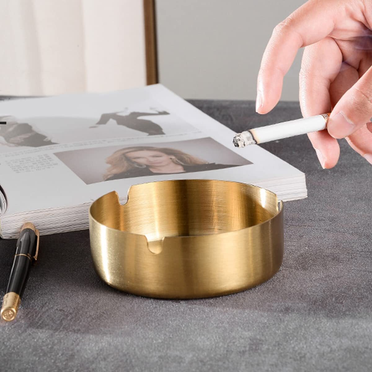 Round Golden Ashtray