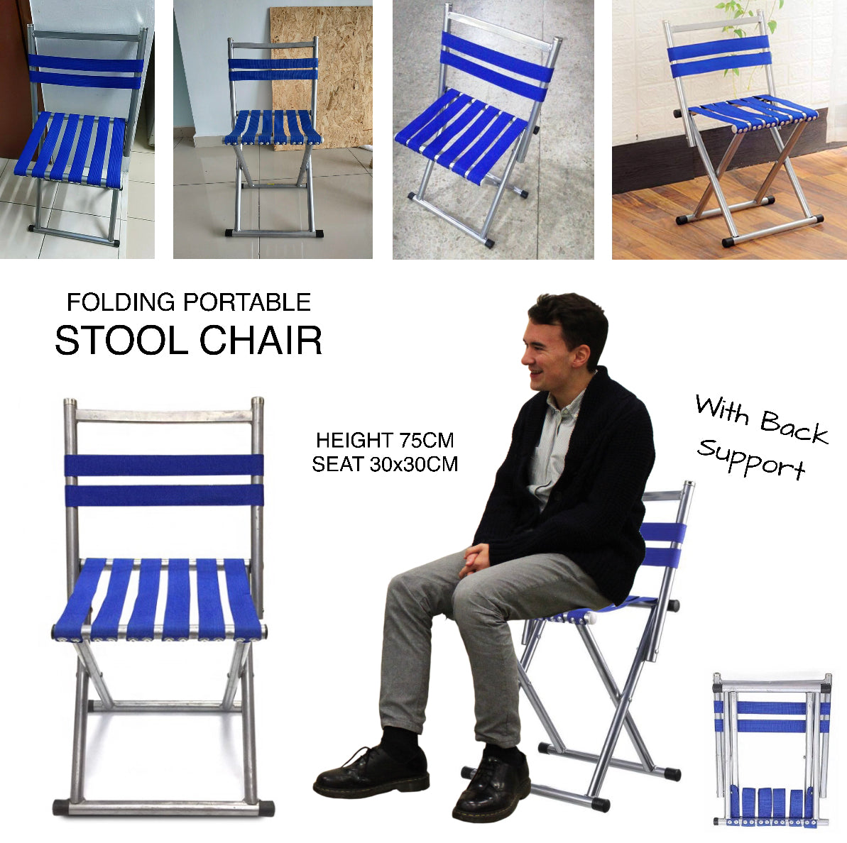 Stool Chair With Back (Green)