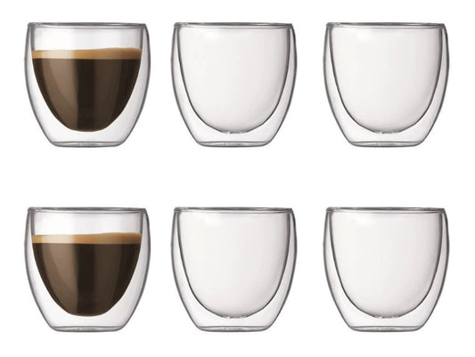 Double Wall Glass Cup 80ml X6