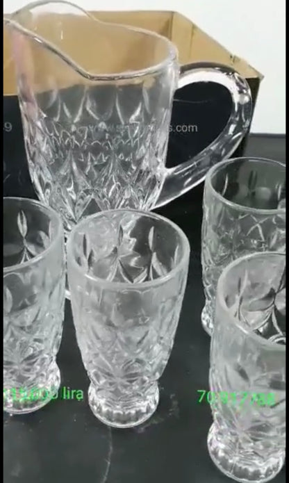 Glass Jug w/6 Cups