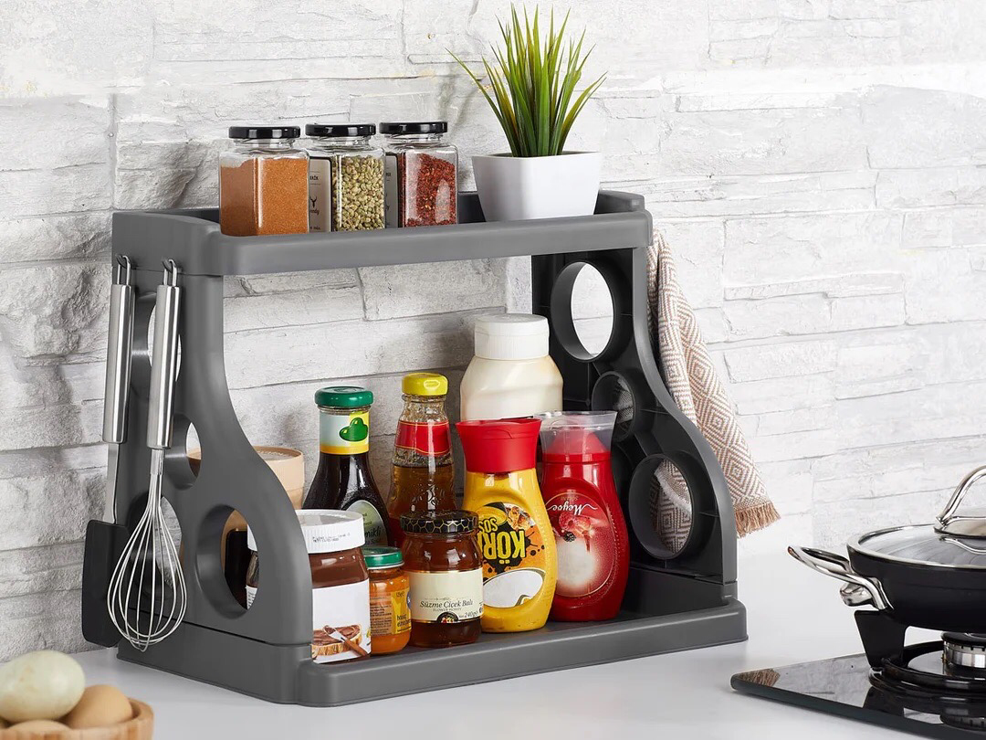 2-Tier Shelf Unit (Gray)