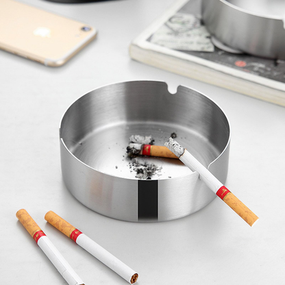 Round Silver Ashtray