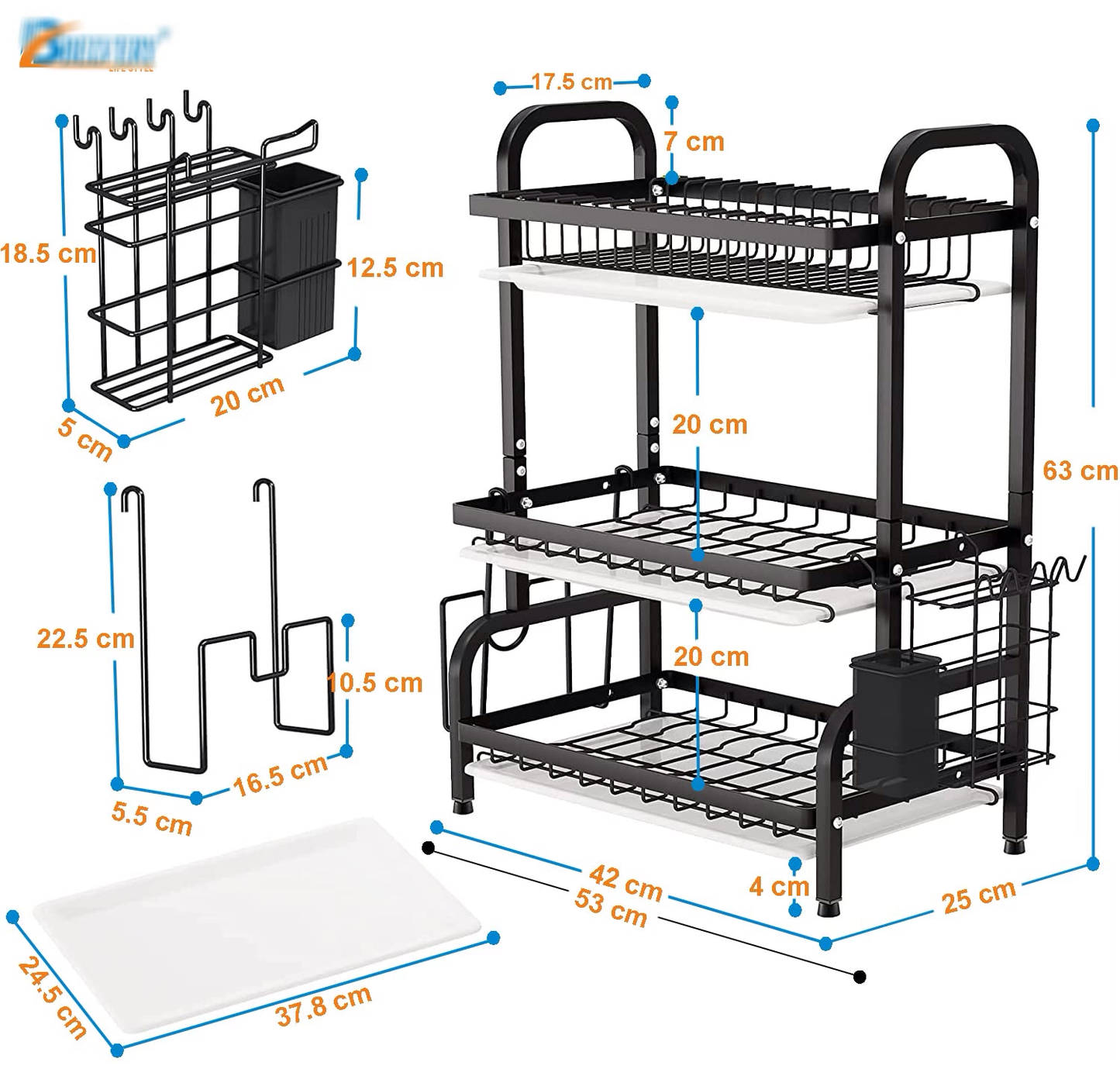 3-Tier Dish Rack