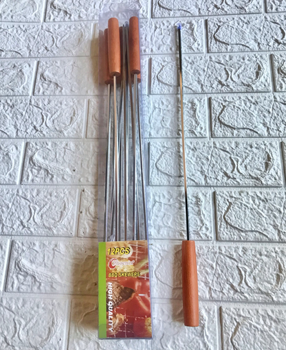 12-Pcs BBQ Skewers (Wooden Handle)