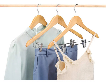 Wooden Hanger With Clips (B-66)