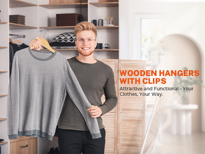Wooden Hanger With Clips (B-66)
