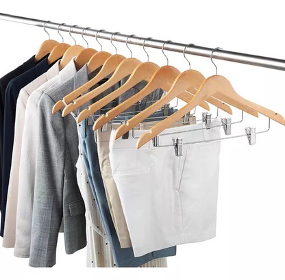 Wooden Hanger With Clips (B-66)