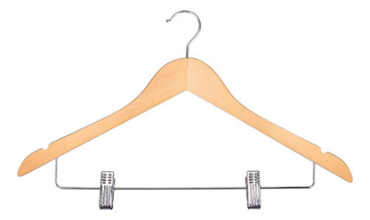 Wooden Hanger With Clips (B-66)