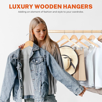 Wooden Hanger With Clips (B-66)