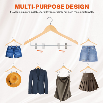 Wooden Hanger With Clips (B-66)