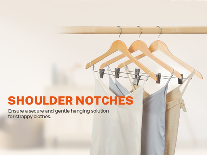 Wooden Hanger With Clips (B-66)