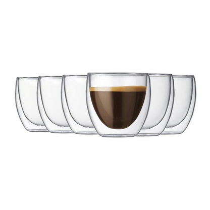 Double Wall Glass Cup 80ml X6