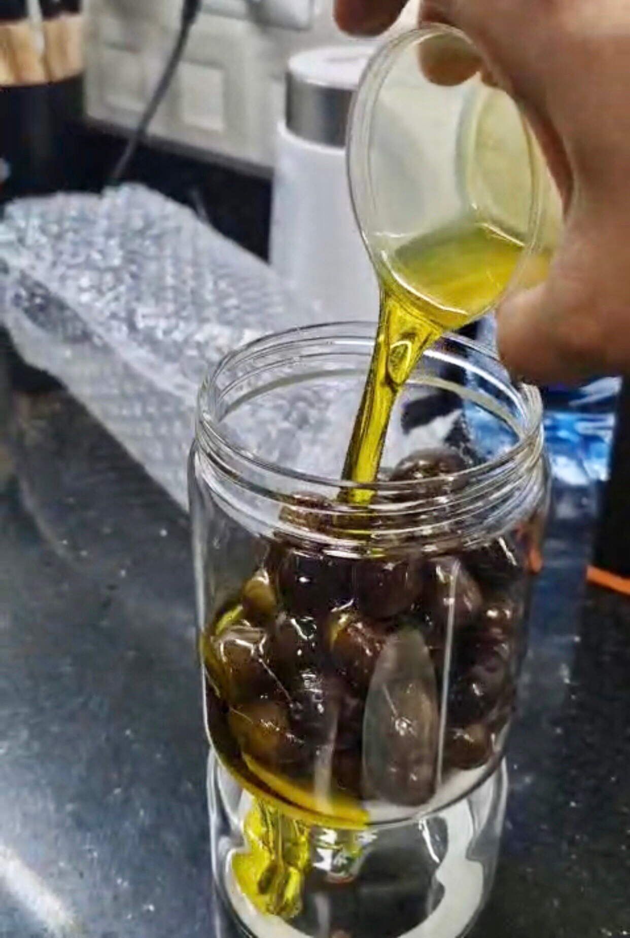 Olive Glass Flip Jar (900ml)