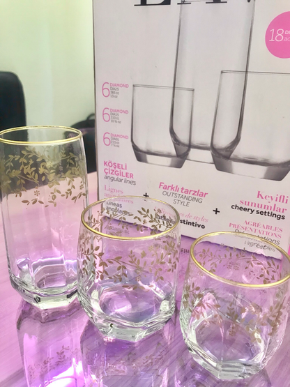 18-Pcs Glass Cups