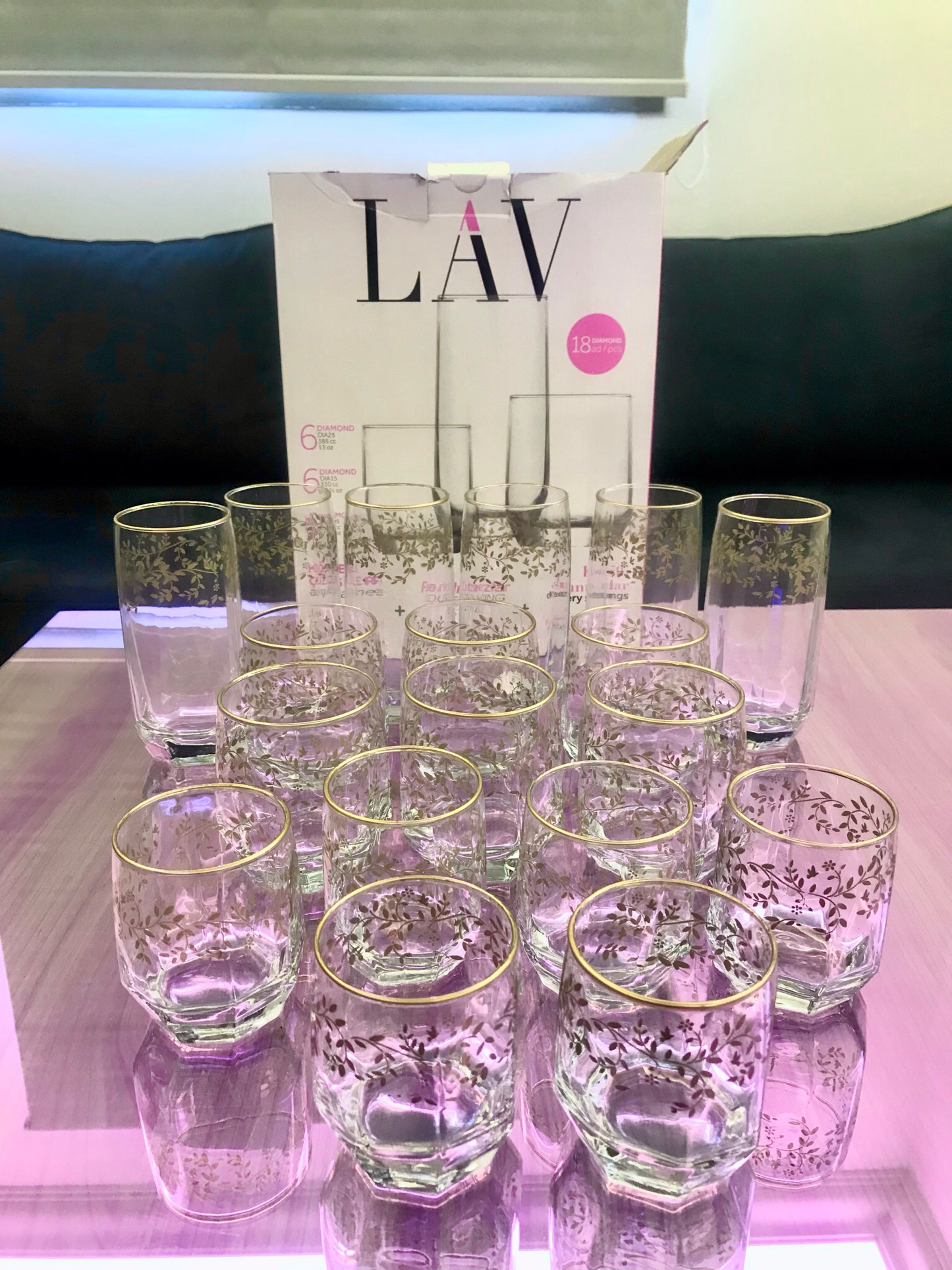 18-Pcs Glass Cups