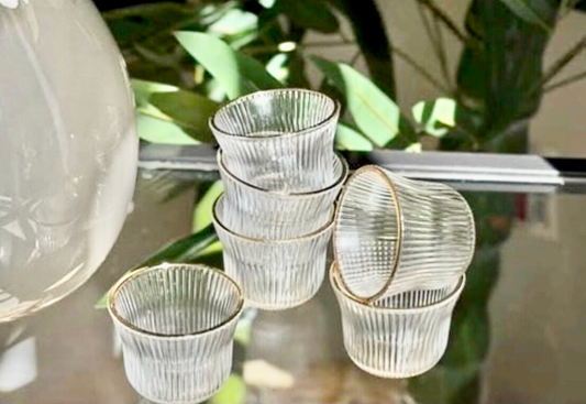 Glass Coffee Cups (Gold Rim)