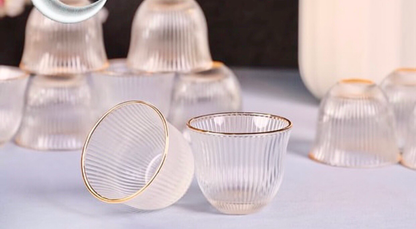 Glass Coffee Cups (Gold Rim)