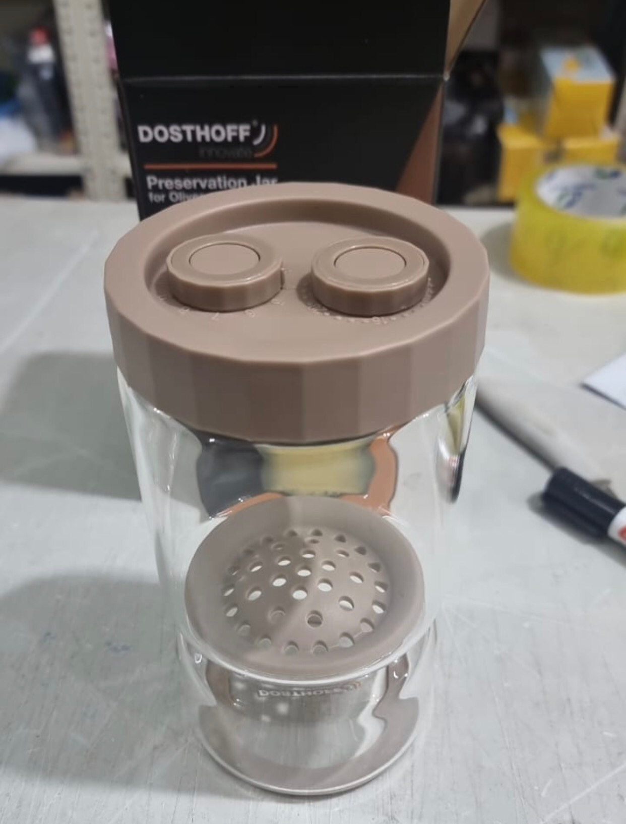 Olive Glass Flip Jar (900ml)