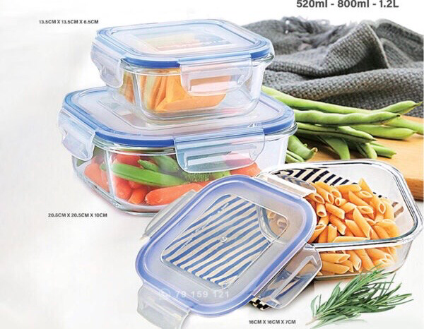 3-Pcs Glass Containers