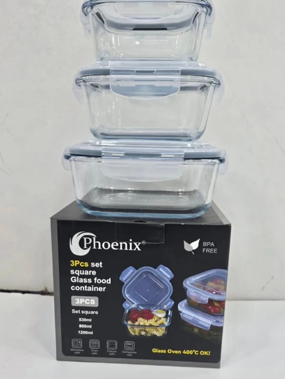 3-Pcs Glass Containers