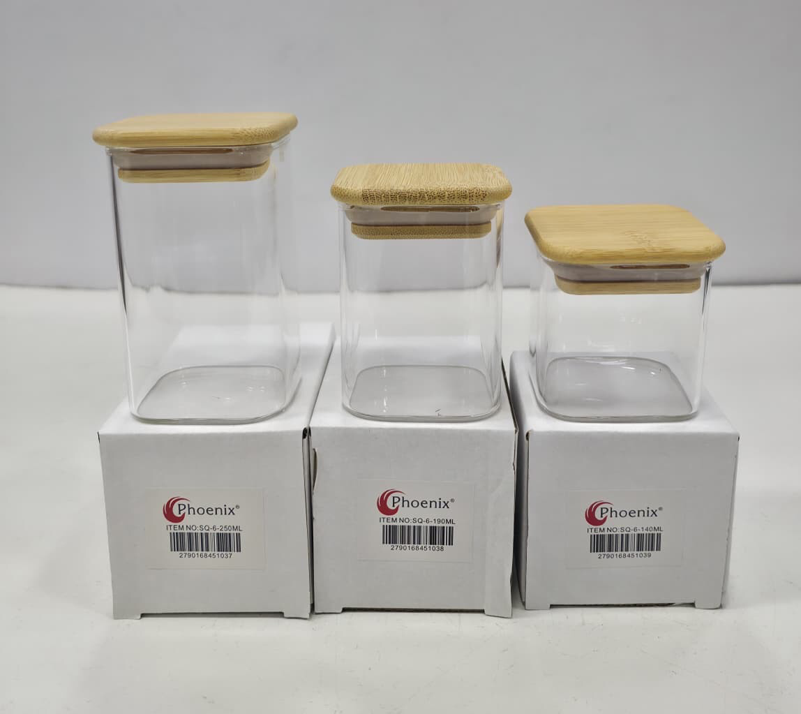 “Phoenix” Square Spice Glass Jar
