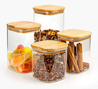 “Phoenix” Square Spice Glass Jar