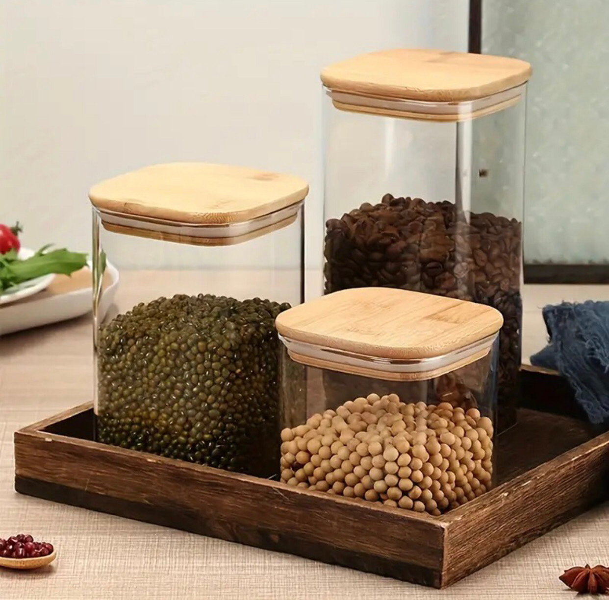 “Phoenix” Square Spice Glass Jar