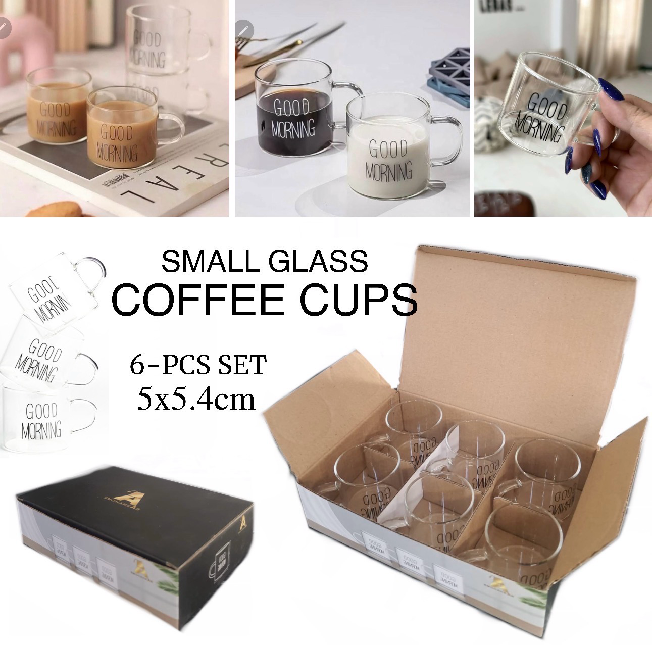 Coffee Cups x6 (Good Morning)