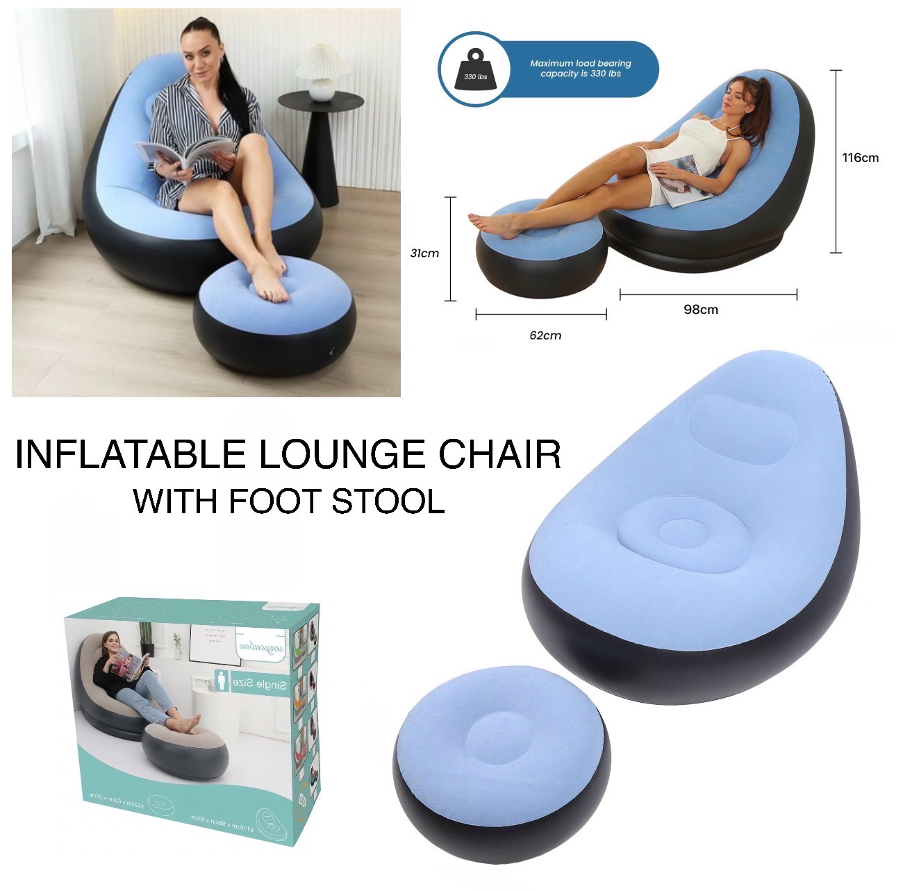 Inflatable Chair W/Stool