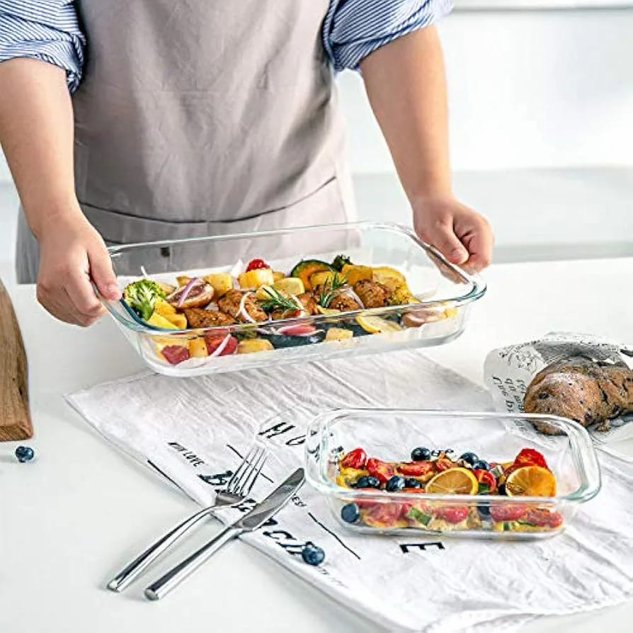 2-Pcs Rect. Glass Dishes (ZB-12A)