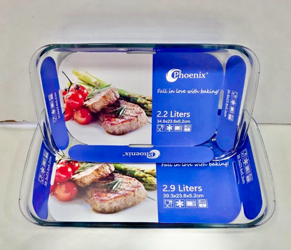2-Pcs Rect. Glass Dishes (ZB-12A)