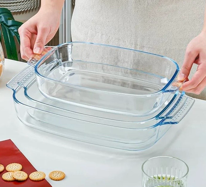 3-Pcs Rect. Glass Dishes (ZB-26A)