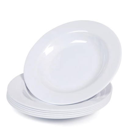 12-Pcs 9” Melamine Deep Dishes (White)