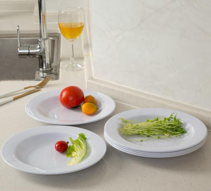 12-Pcs 9” Melamine Deep Dishes (White)