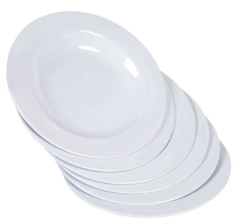 12-Pcs 9” Melamine Deep Dishes (White)