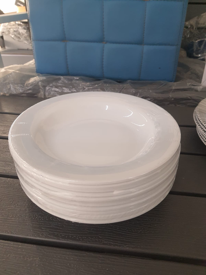 12-Pcs 9” Melamine Deep Dishes (White)