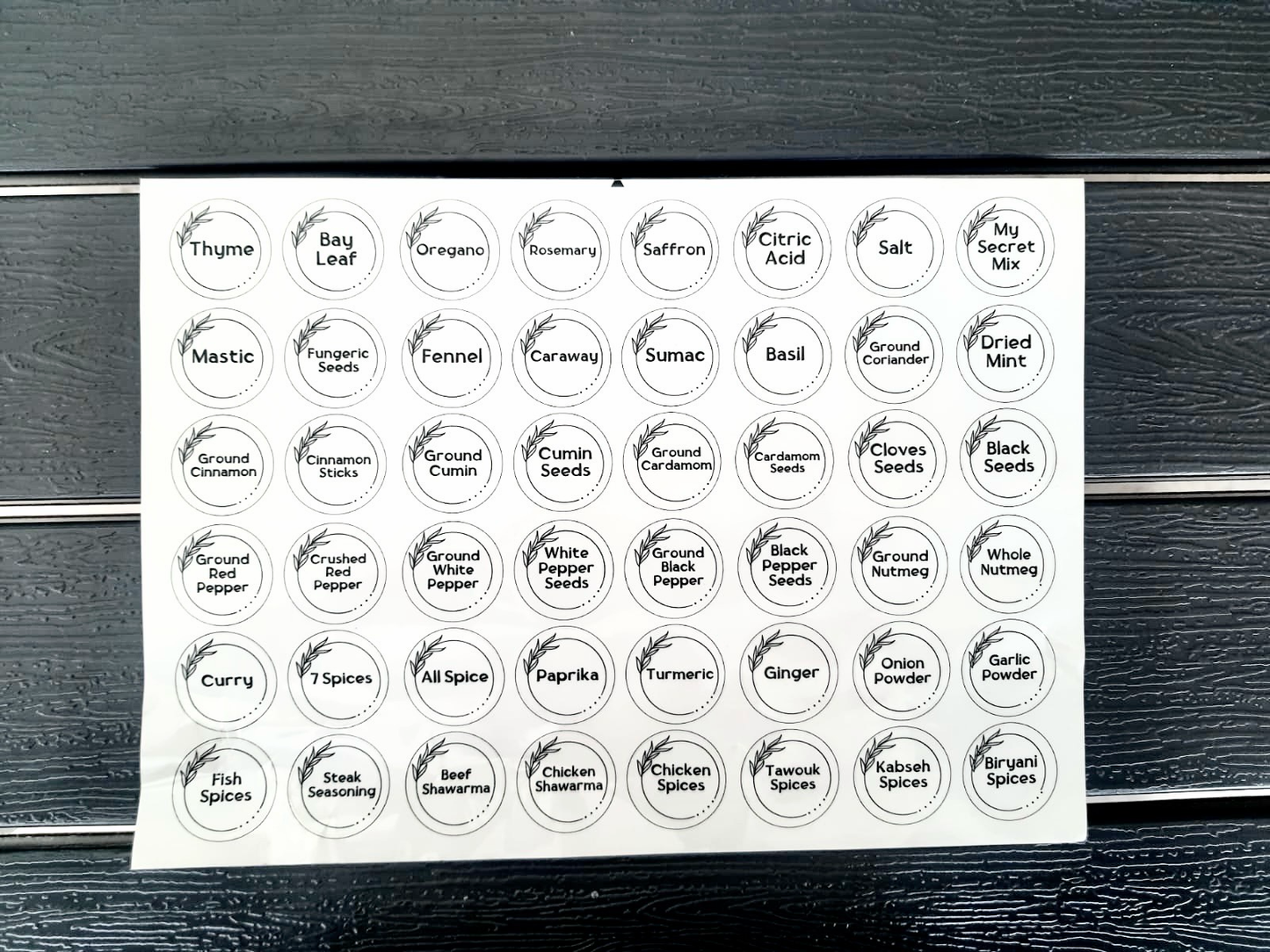 Spice Labels (English)