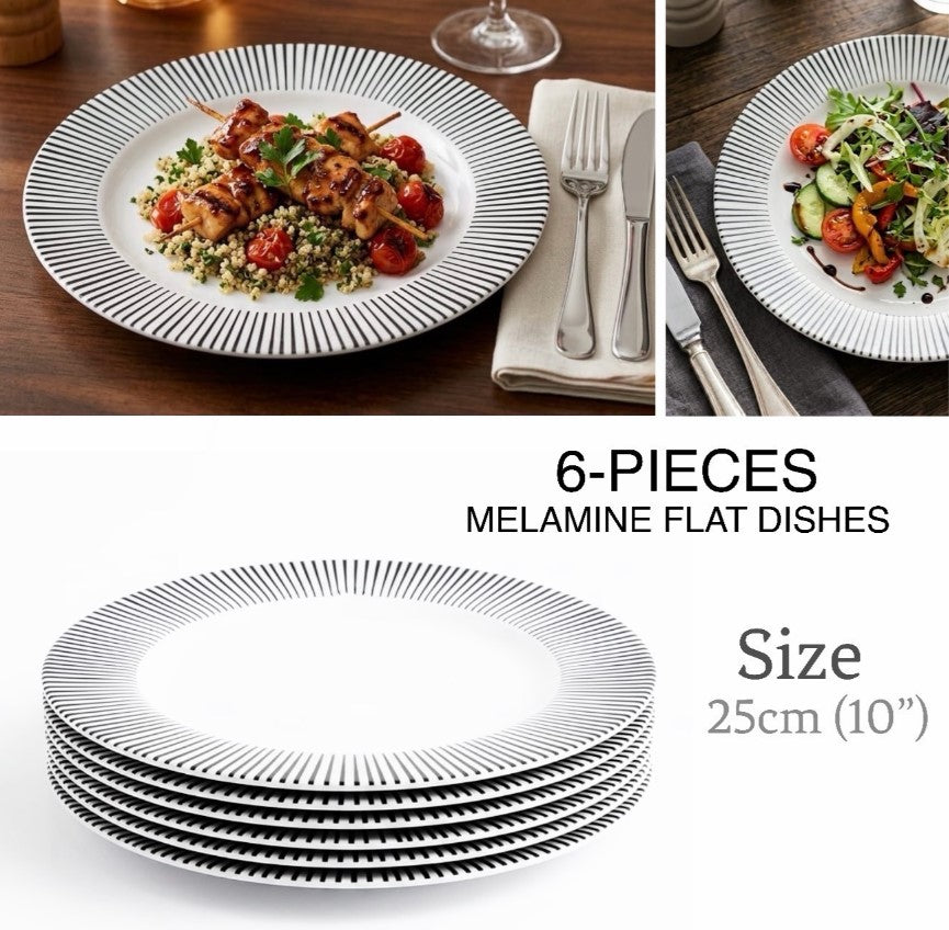 6-Pcs 10” Melamine Flat Dishes (BET-210)