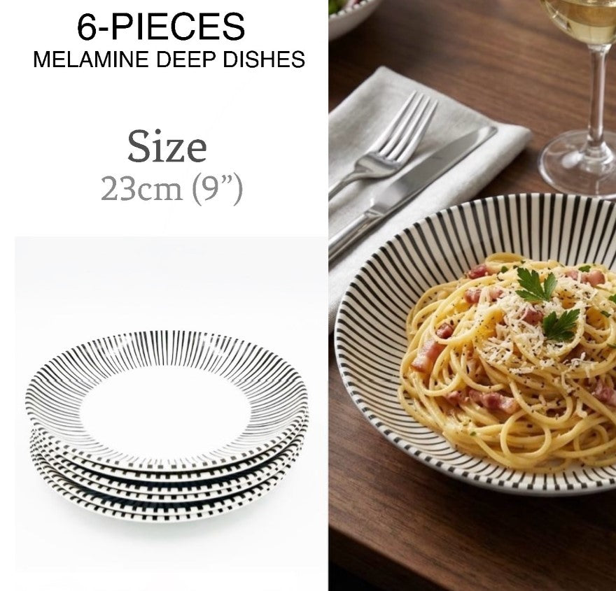 6-Pcs 9” Melamine Deep Dishes (BET-7254)
