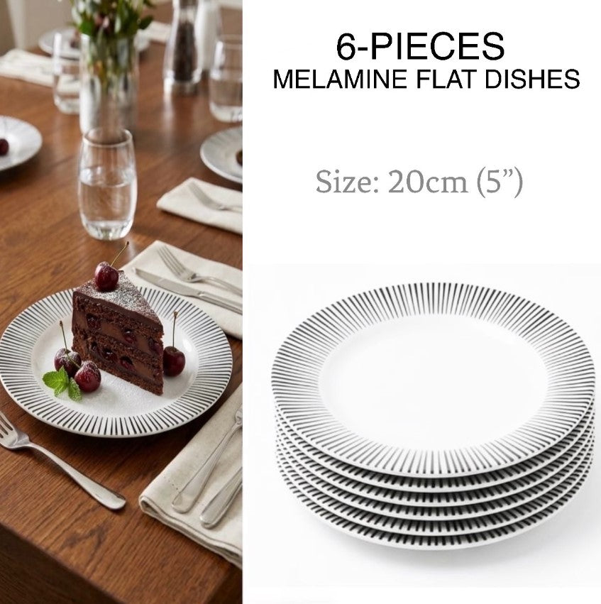 6-Pcs 8” Melamine Flat Dishes (BET-208)