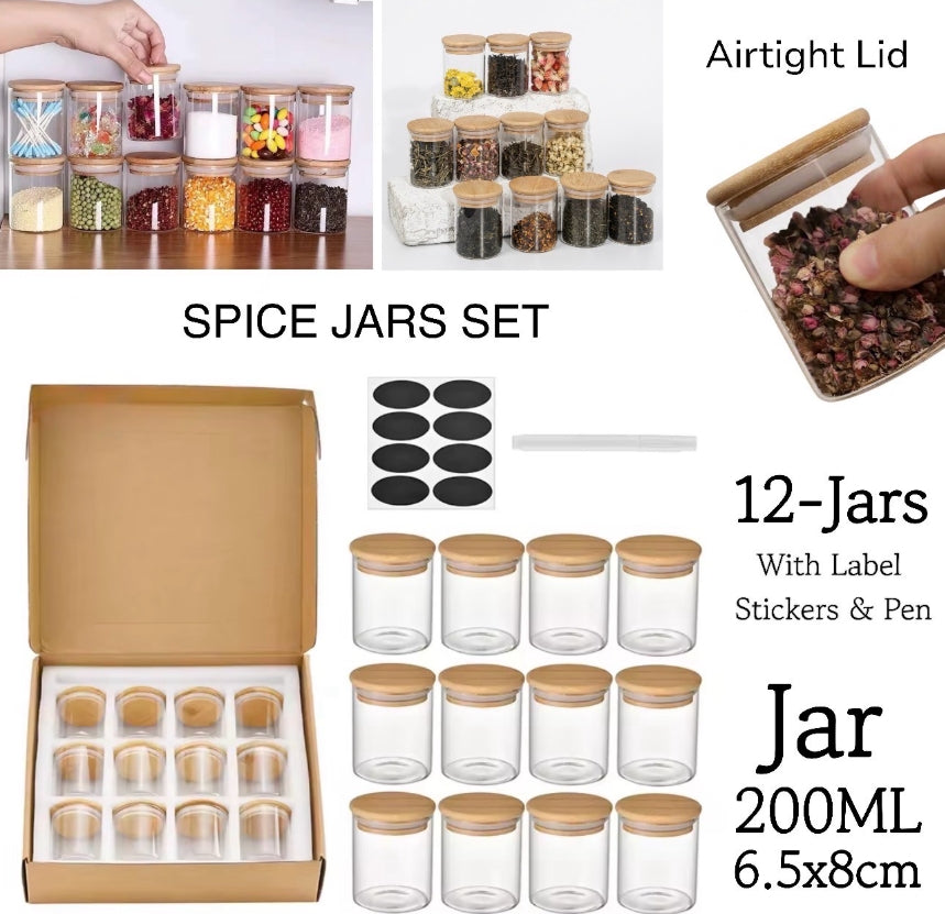 12-Pc Spice Jars Set